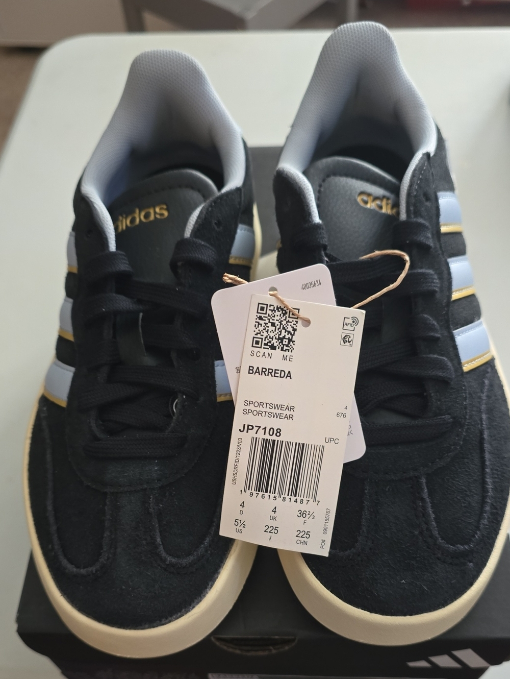 adidas Barreda Black with Light Blue Stripe Men's Sneakers